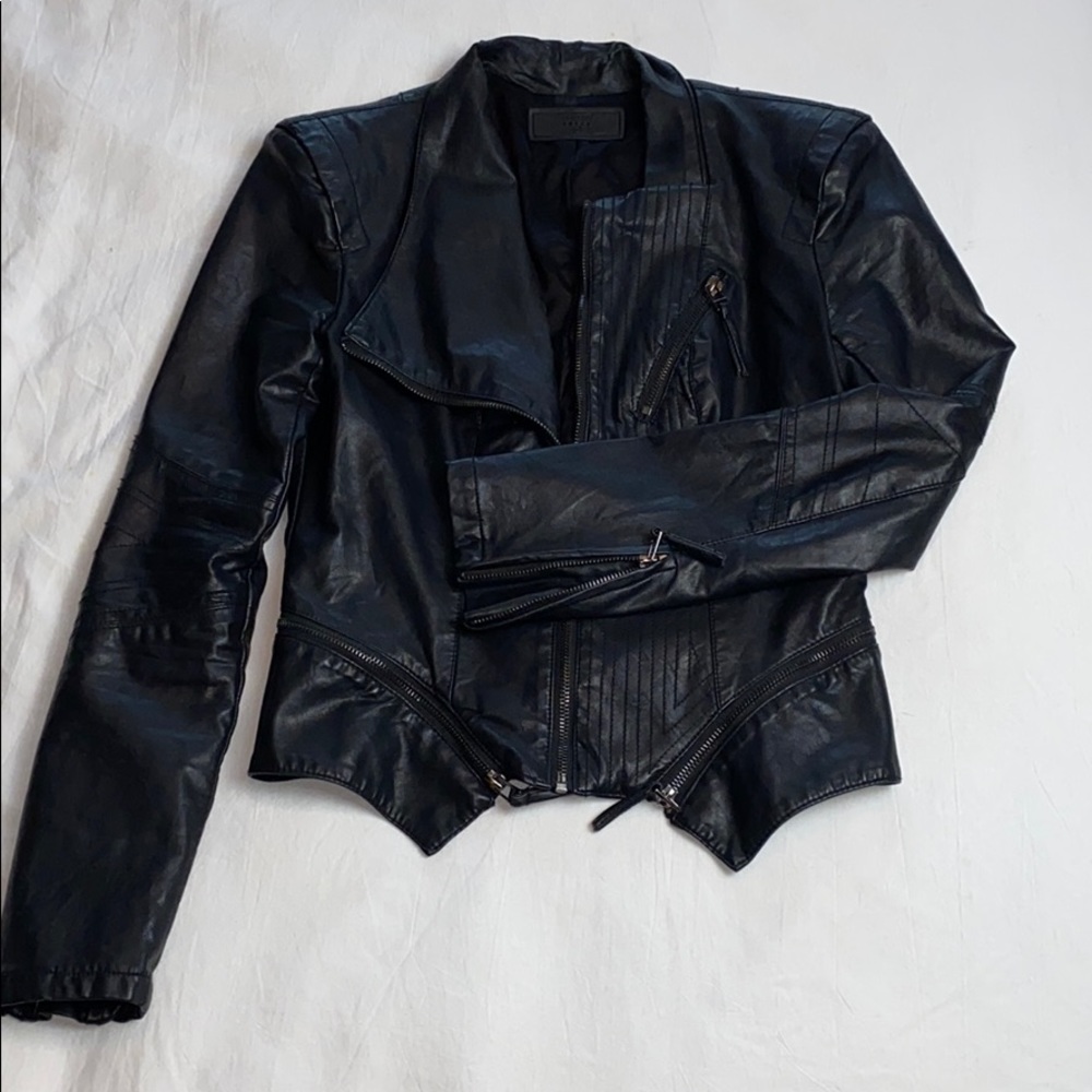 Black leather motto style jacket